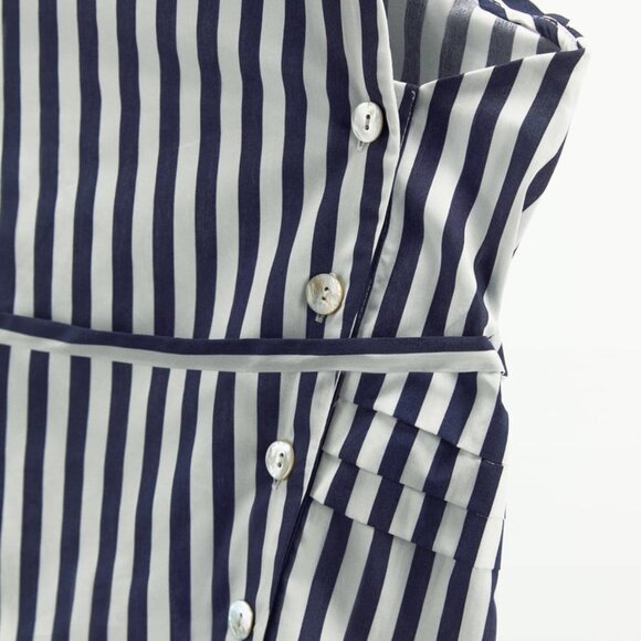 ZARA STRIPED ASYMMETRIC TOP & STRIPED POPLIN SHORTS SZ L - Picture 8 of 9